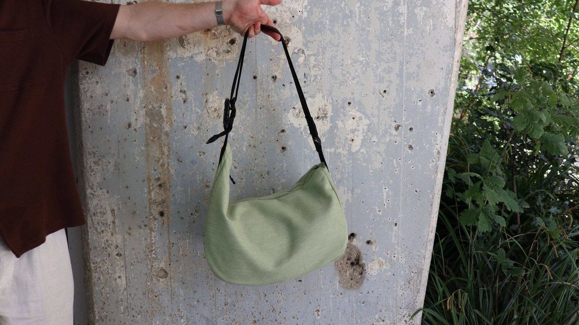 Finished bag, worn